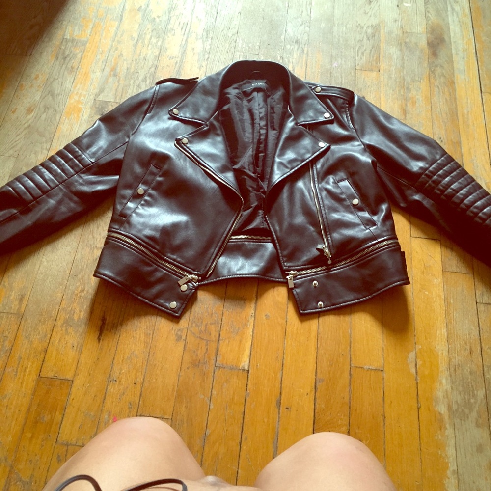 Zara Basic Faux Leather Jacket in XL
